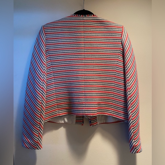 Sandro Paris Cropped Jacket Size 40, Red Stripes Star Lightning - Picture 3 of 5